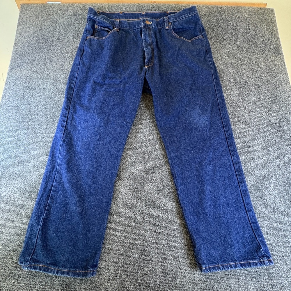 Red Kap Jeans Men 38x28 Blue Dark Wash Denim Cotton Mid Rise Straight Leg Casual